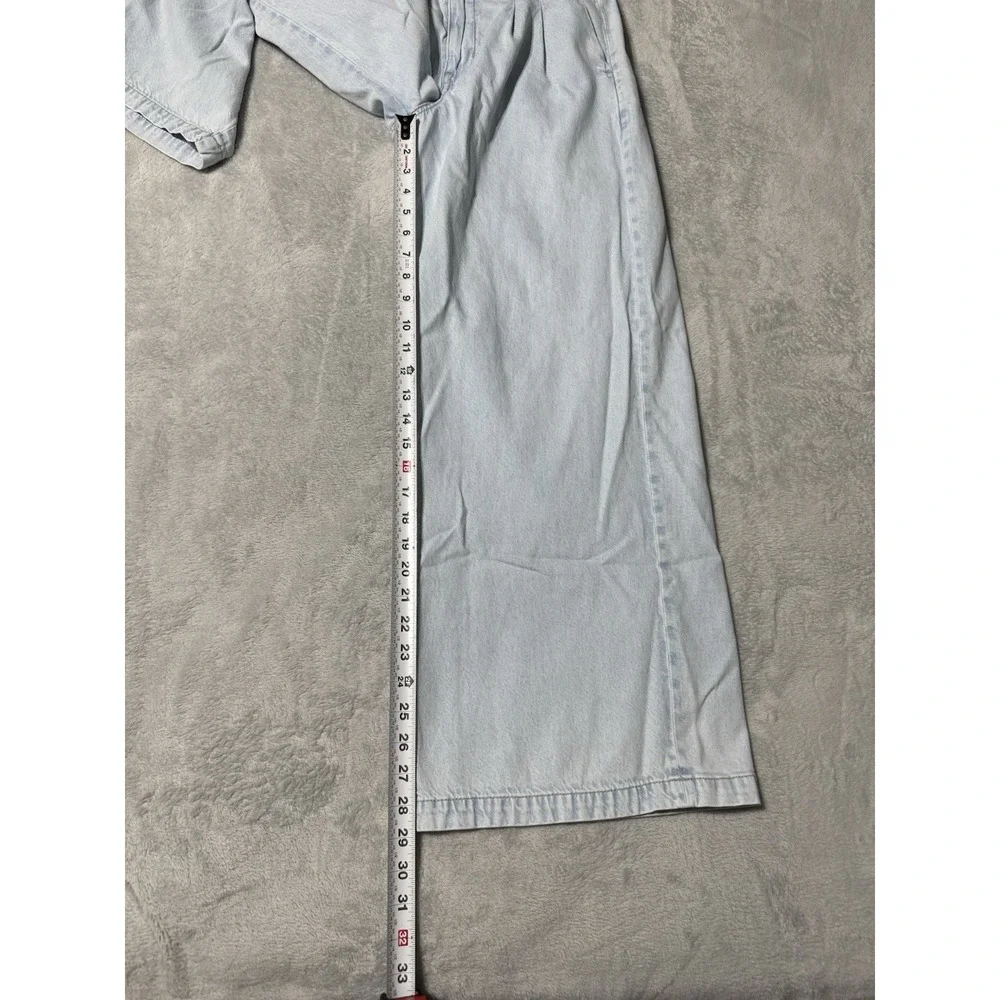 American Eagle Womens 6 Wide Leg Trouser Jeans Light Wash Blue‎ Pleated 28